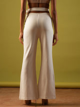 Women's Off White Party Flared Fit Solid Jeggings
