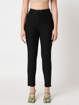 Women's Black Casual Skinny Fit Solid Trouser