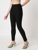 Women's Black Casual Skinny Fit Solid Trouser