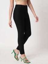 Women's Black Casual Skinny Fit Solid Trouser