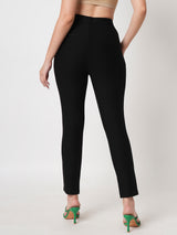 Women's Black Casual Skinny Fit Solid Trouser