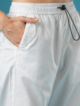 Women's White Casual Baggy Fit Solid Trouser
