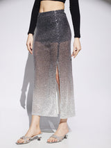Women's Midnight Blue Casual Straight Fit Solid Skirt