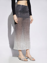 Women's Midnight Blue Casual Straight Fit Solid Skirt