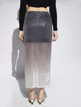 Women's Midnight Blue Casual Straight Fit Solid Skirt