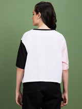 Women's White Graphic Printed Boxy Fit Tshirt