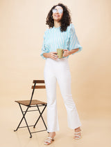 Women's White Casual Bootcut Fit Solid Jeggings
