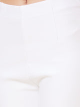 Women's White Casual Bootcut Fit Solid Jeggings