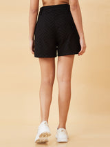 Women's Black Casual Regular Fit Solid Shorts