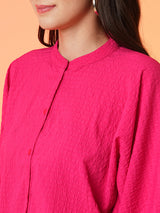 Women's Fuchsia Batwing Shirt Style Top