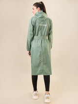 Women's Green Button Raincoat