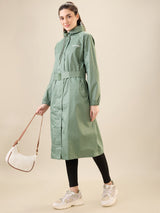 Women's Green Button Raincoat
