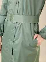 Women's Green Button Raincoat