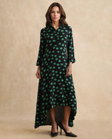 Women's Black Casual Three Quarter Sleeves Dress