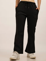 Women's Black Casual Regular Fit Solid Trackpant