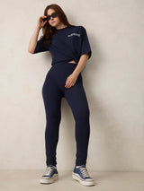 Women's Navy Blue Casual Co-ords Set