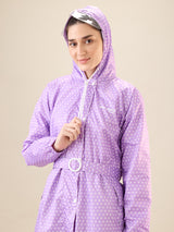 Women's Purple Button Raincoat