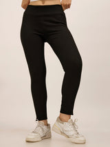 Women's Black Sports Slim Fit Solid Trouser