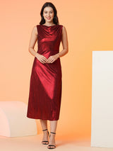 Women's Shiny A Line Midi Party Dress
