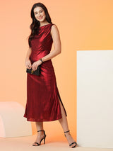 Women's Shiny A Line Midi Party Dress