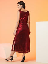 Women's Shiny A Line Midi Party Dress
