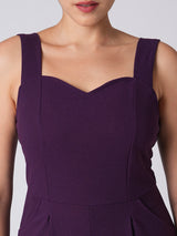 Women's Sweetheart Neck Strappy Shoulder Solid Side Slits Party Jumpsuit