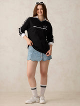 Women's Black Varsity Graphic Tshirt