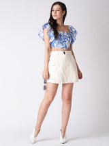 Women's White Casual Slim Fit Solid Skort
