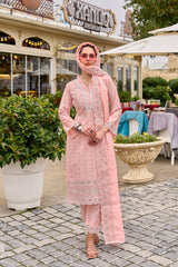 Women's Pink Fusion Regular Fit Embroidered Full Sleeves Kurtas Sets