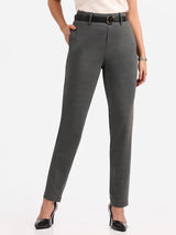 Women's Gray Formal Solid Pant