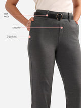 Women's Gray Formal Solid Pant