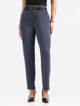 Women's Blue Casual Solid Pant