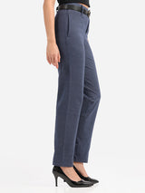 Women's Blue Casual Solid Pant