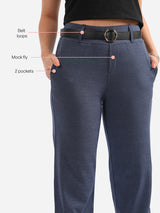 Women's Blue Casual Solid Pant