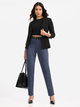 Women's Blue Casual Solid Pant
