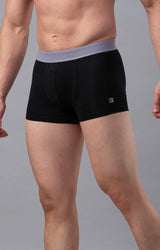 Men's Black Grey Mid-Rise Solid Trunk