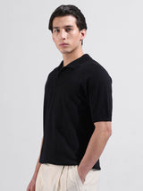 Men's Slim Fit Textured Polo Collar Tshirt