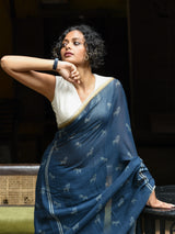 Women's Blue Cotton Saree