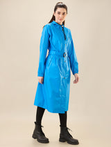 Women's Blue Button Raincoat