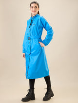 Women's Blue Button Raincoat
