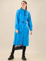Women's Blue Button Raincoat