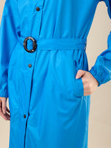 Women's Blue Button Raincoat