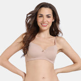 Women's Skin Padded Non Wired 3/4Th Coverage Tshirt Bra