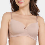 Women's Skin Padded Non Wired 3/4Th Coverage Tshirt Bra