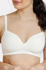 Women's White Padded Non Wired 3/4th Coverage Tshirt Bra
