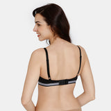 Women's Black Sporty Twist Padded Non Wired 3/4th Coverage Tshirt Bra