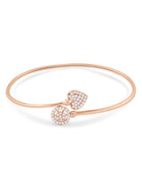 Women's Rose Gold Cubic Zirconia Contemporary Heart Bangle Style Kada Bracelet
