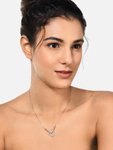 Women's Rose Gold Tone Dazzling Cubic Zirconia Heart Pendant with Chain