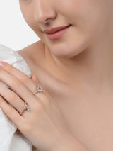 Women's Rose Gold Contemporary Cubic Zirconia Brass Rings - Pack of 2