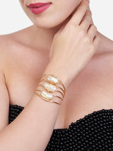Women's Gold Tone Contemporary Designer Cuff Bracelet
